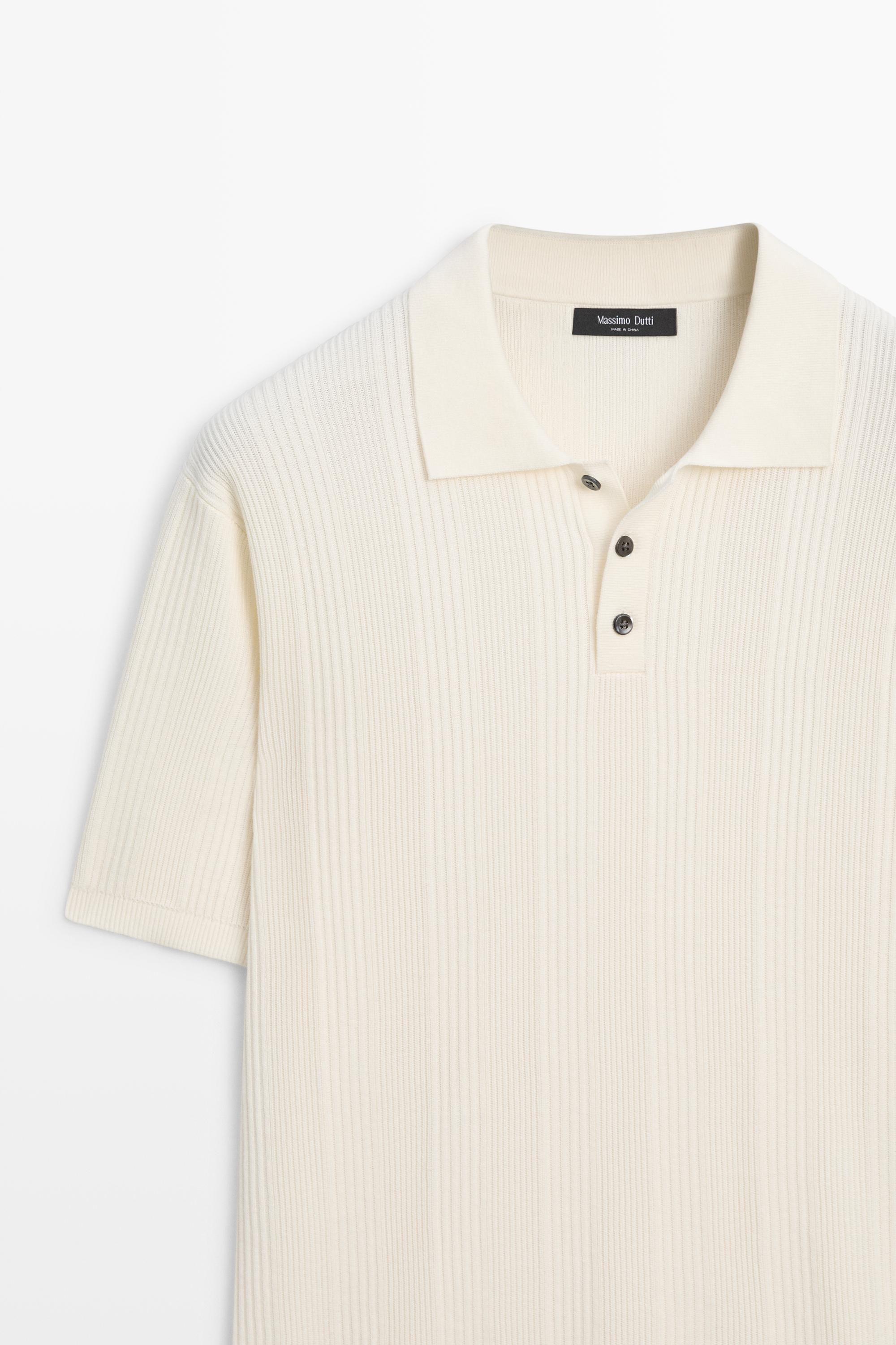 100% cotton textured striped knit polo shirt
