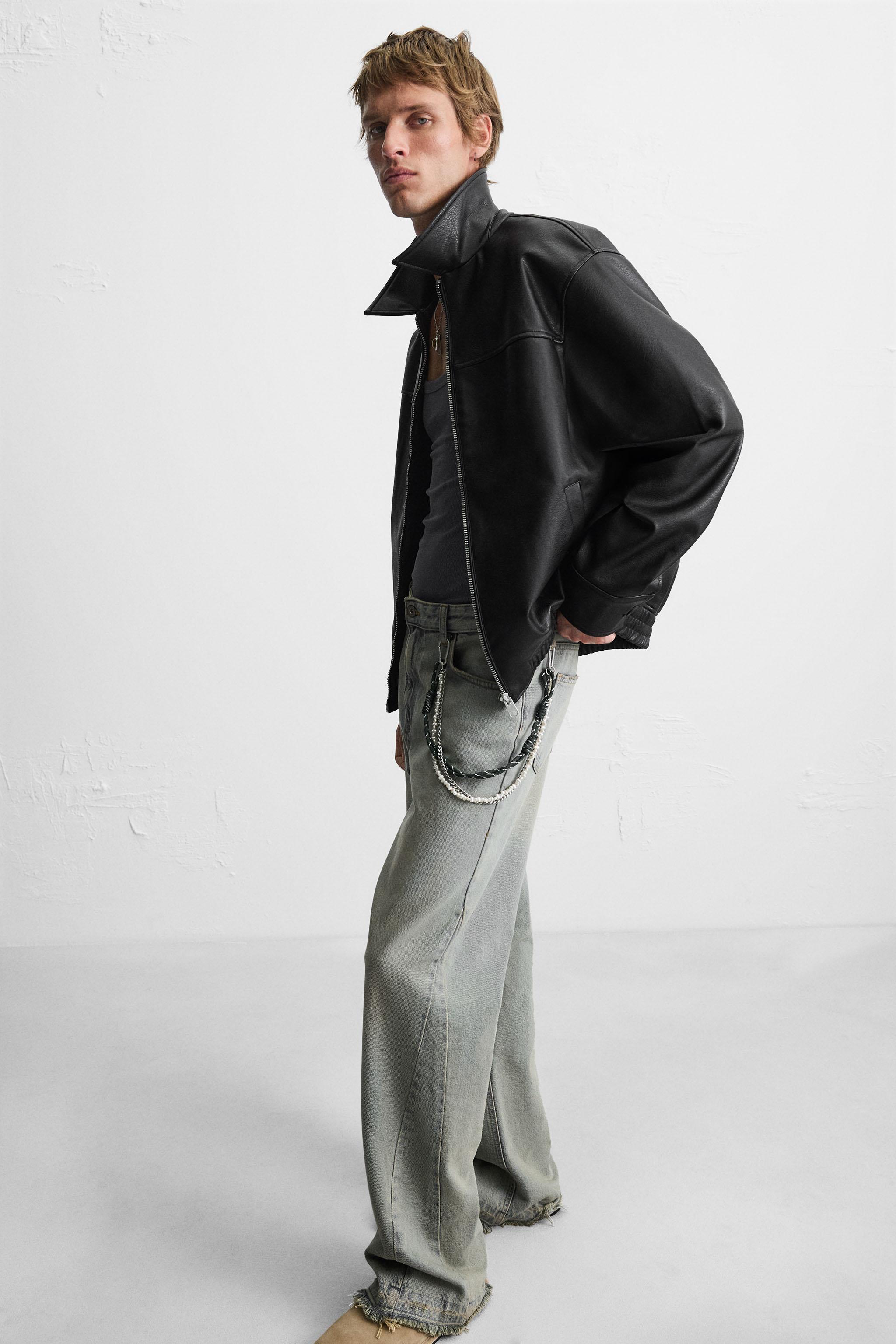 FAUX LEATHER BOMBER JACKET