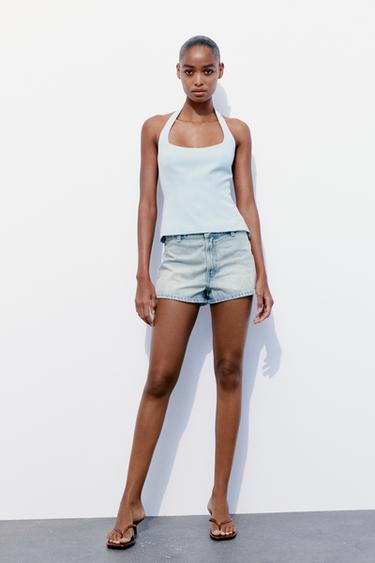 FITTED HALTER TOP - Pastel blue by Zara - Image 0