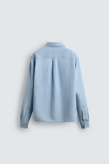 CHEMISE EN DENIM LÉGER - Bleu ciel de Zara - Image 7