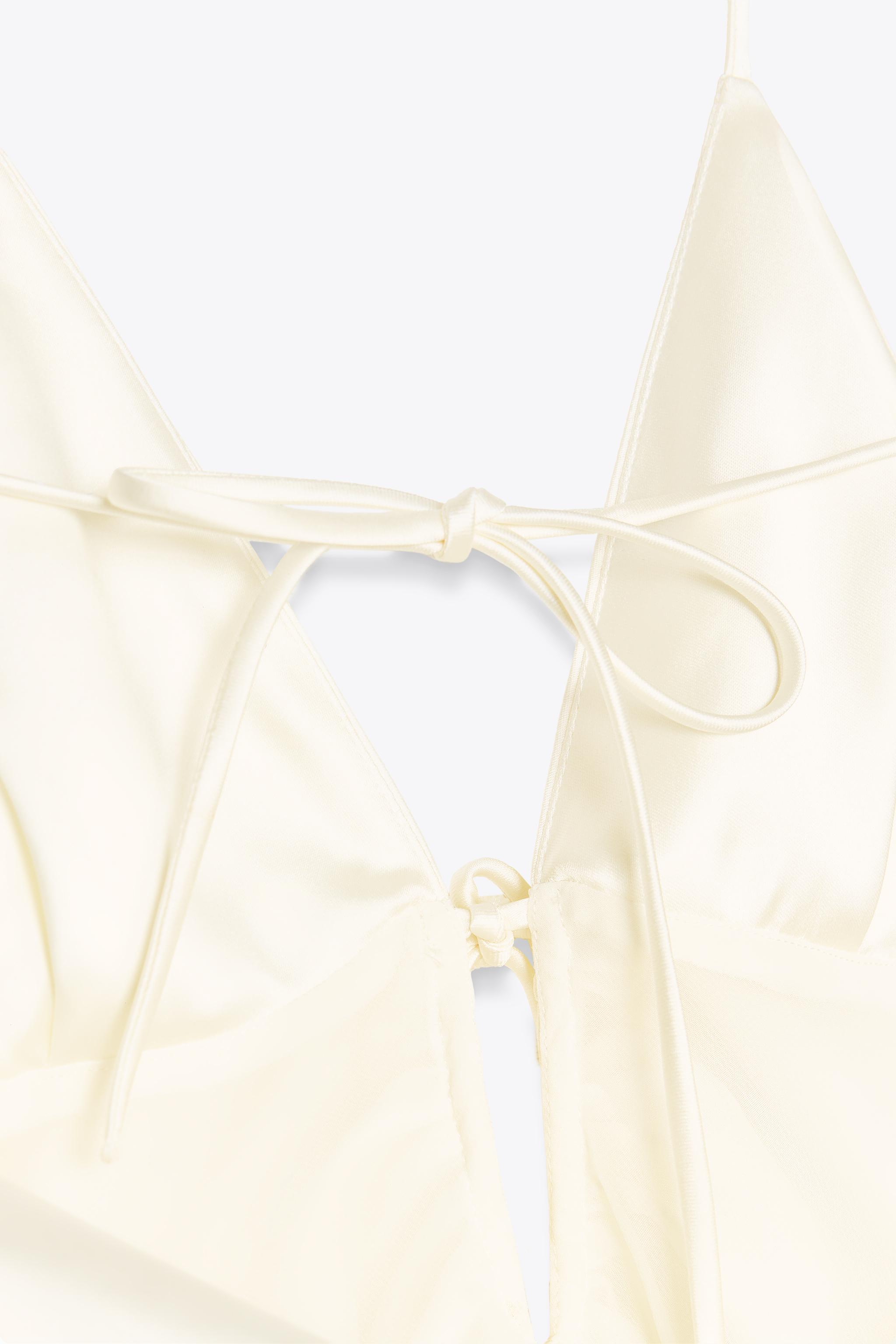 SATIN EFFECT CUT OUT DRESS - Oyster-white | ZARA United States