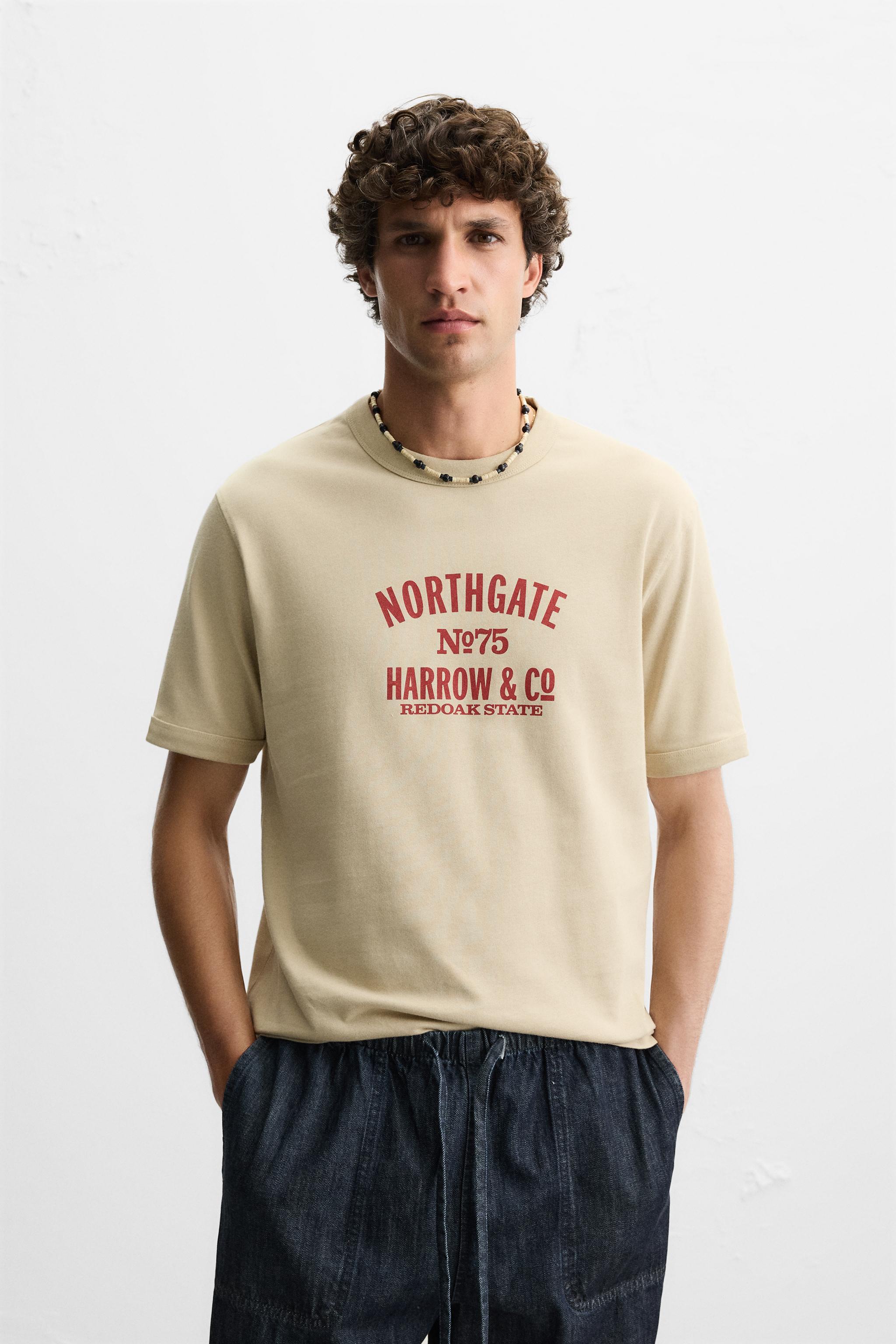 RIBBED TEXT T-SHIRT - Oyster-white | ZARA United States
