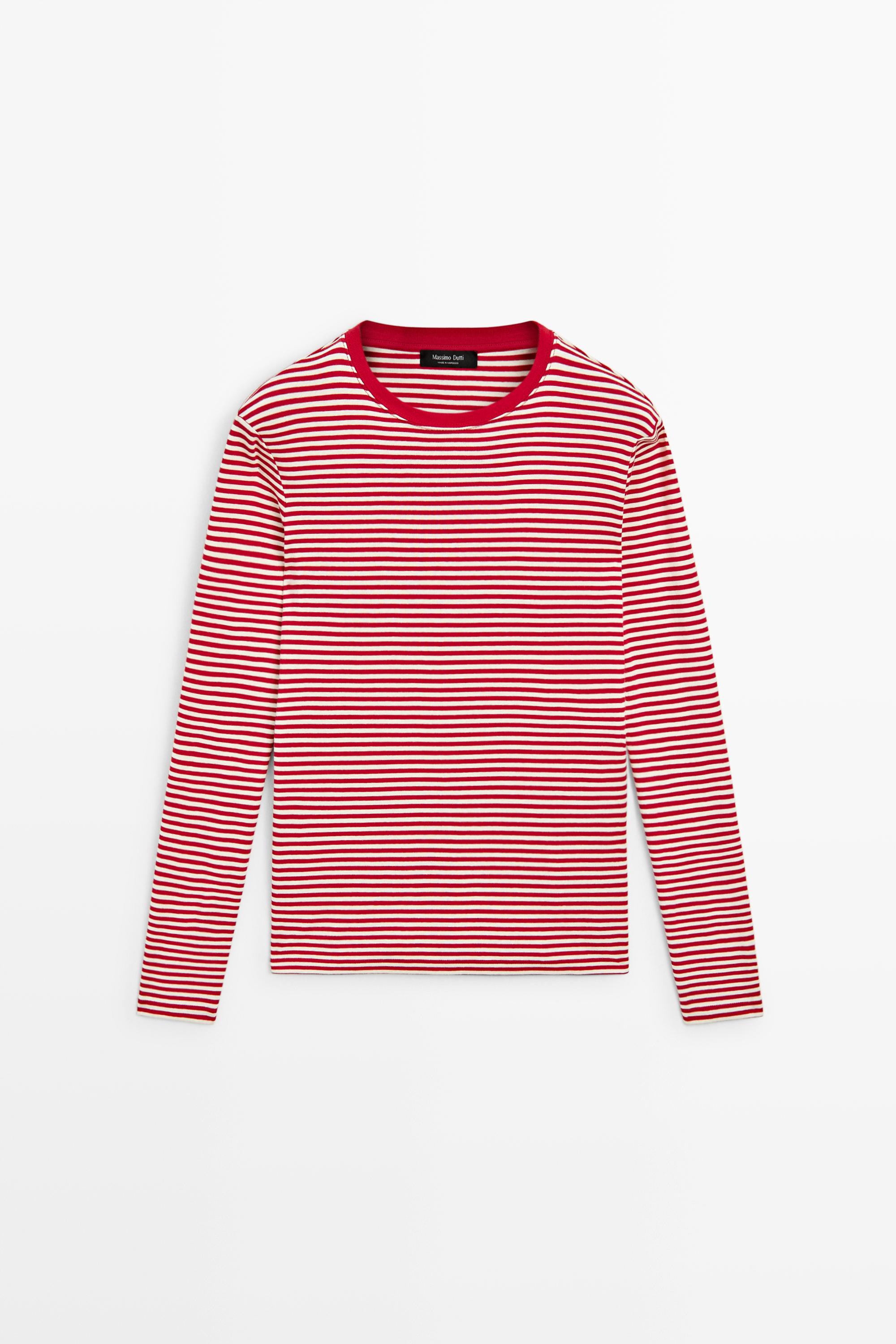 100% cotton long sleeve striped T-shirt