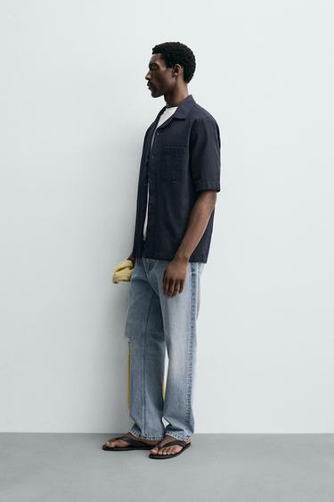 RELAXED FIT SHIRT WITH POCKET - Blue / Navy by Zara - Image 3