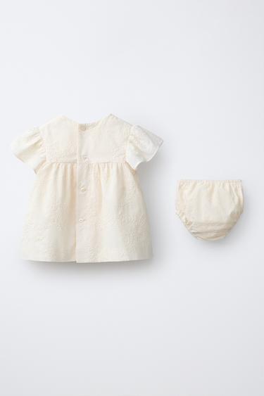 EMBROIDERED DRESS AND KNICKERS - Ecru by Zara - Image 1