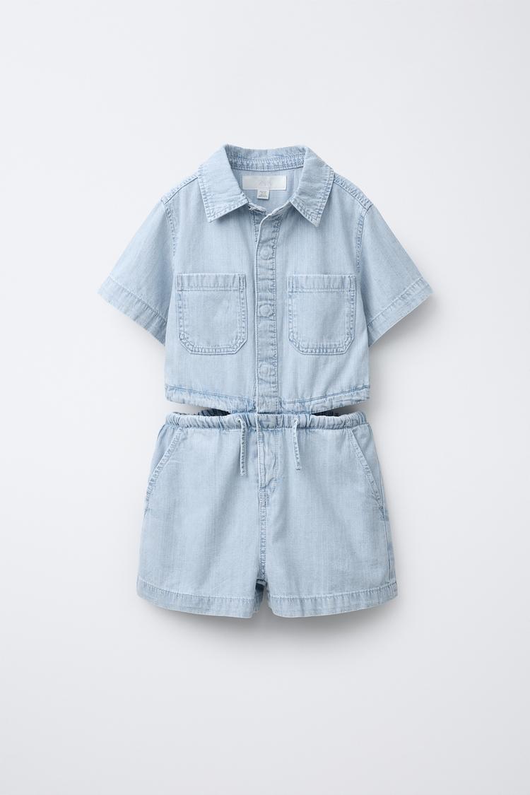 MONO CORTO DENIM CUT OUT Azul ZARA Chile