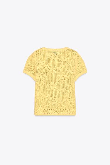 CROCHET KNIT TOP - Yellow by Zara - Image 7