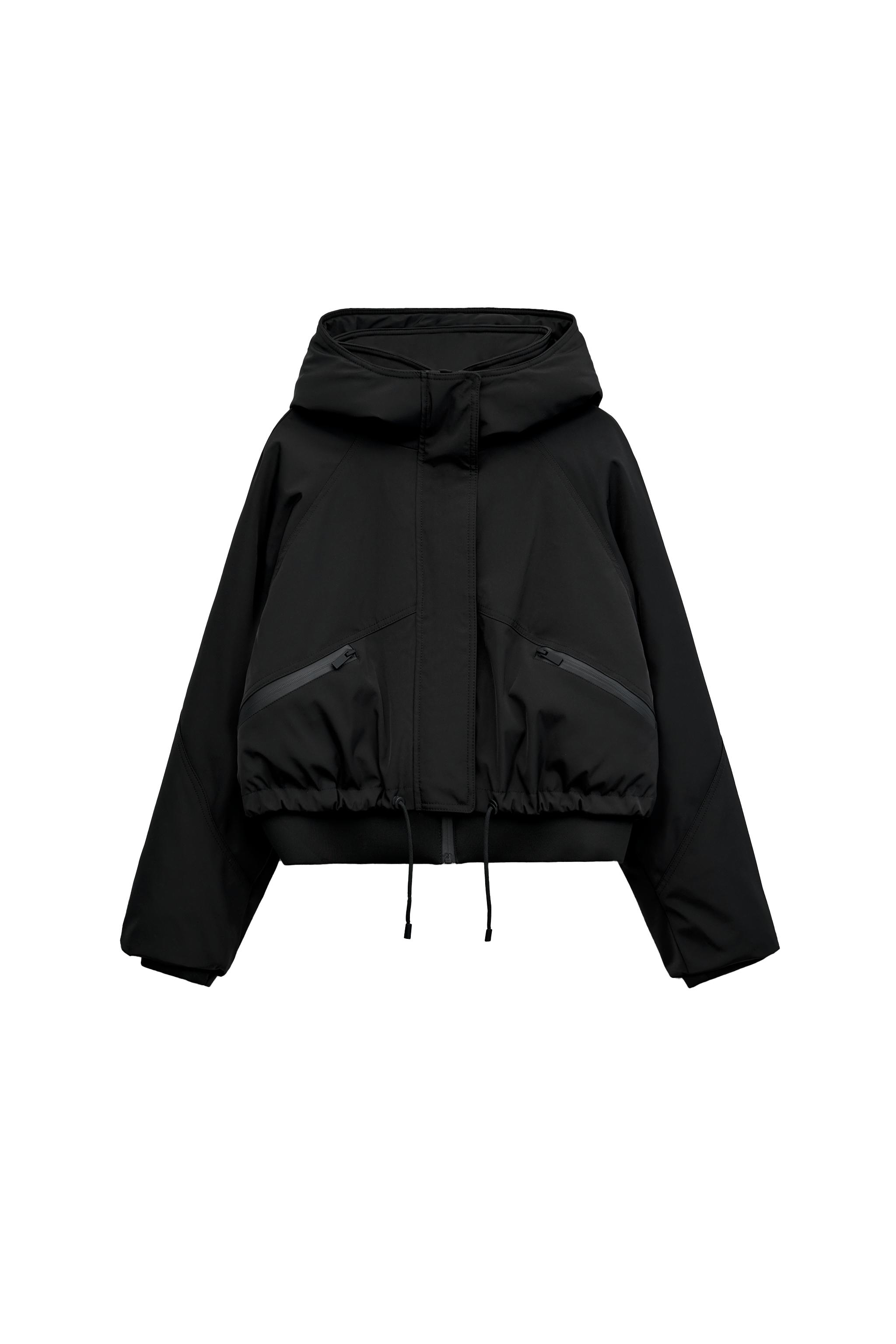 WATER-REPELLENT WINDPROOF SHORT TECHNICAL ANORAK - Black | ZARA Canada