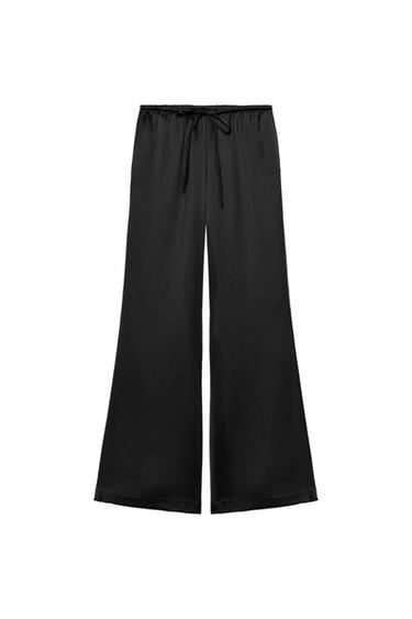 SATIN TROUSERS WITH DRAWSTRINGS - Black by Zara