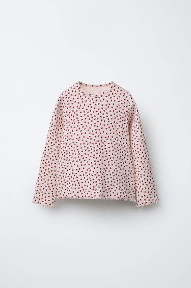 CAMISETA COM NERVURAS E ESTAMPA - Cru / Bege da Zara