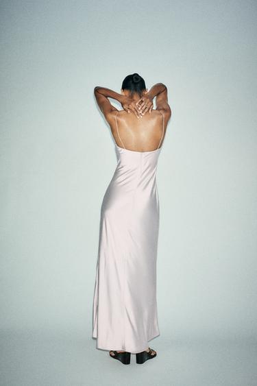 LONG SATIN DRESS - stone by Zara - Image 4