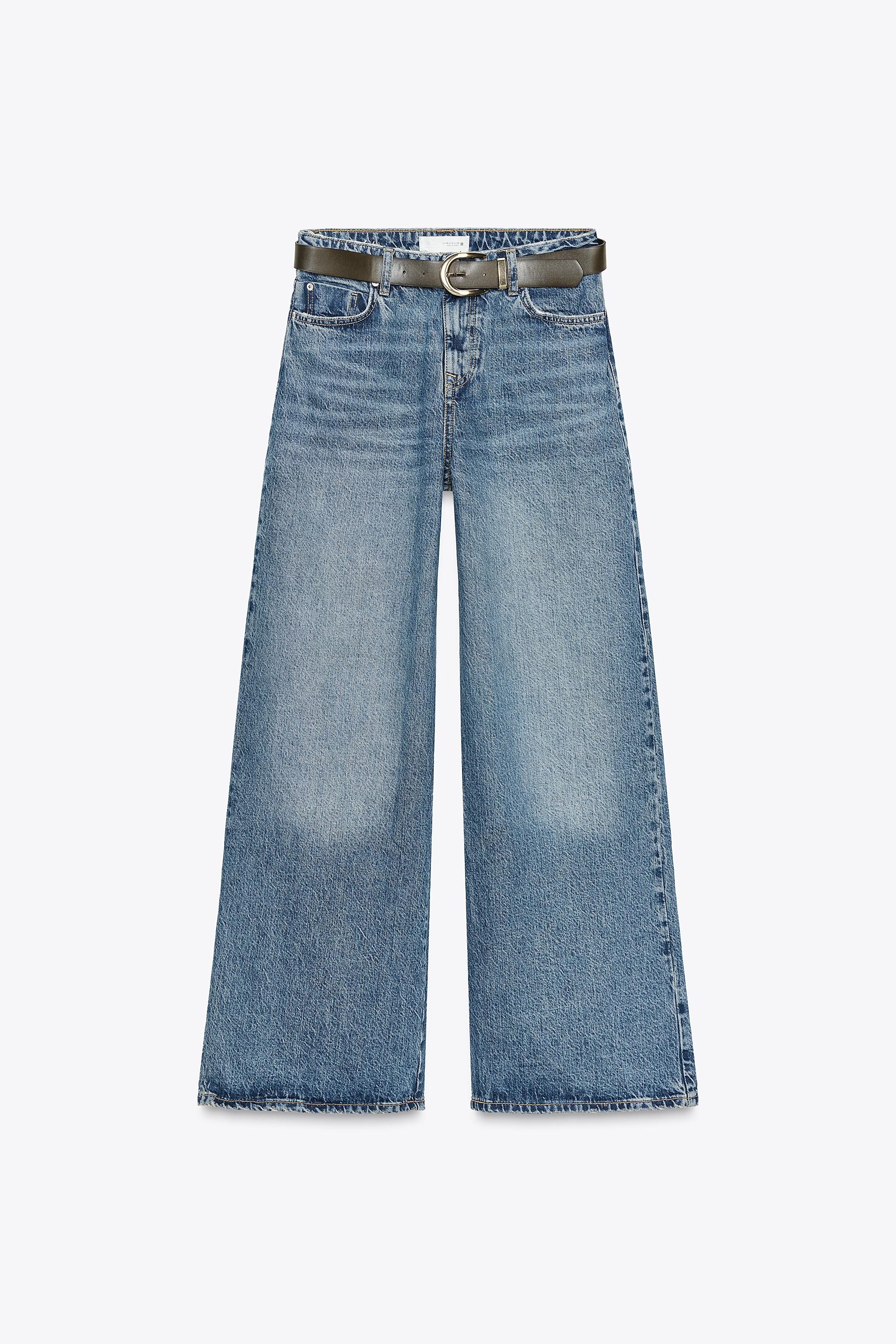 【神シルエット】ZARA ZW THE 90's ワイドレッグデニム 36サイズ ZARA】TRF ハイウエストクロスベルトワイドレッグジーンズ (ZARA