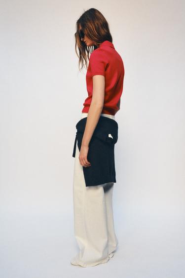 POLO EN MAILLE À ZIP - Rouge de Zara - Image 3