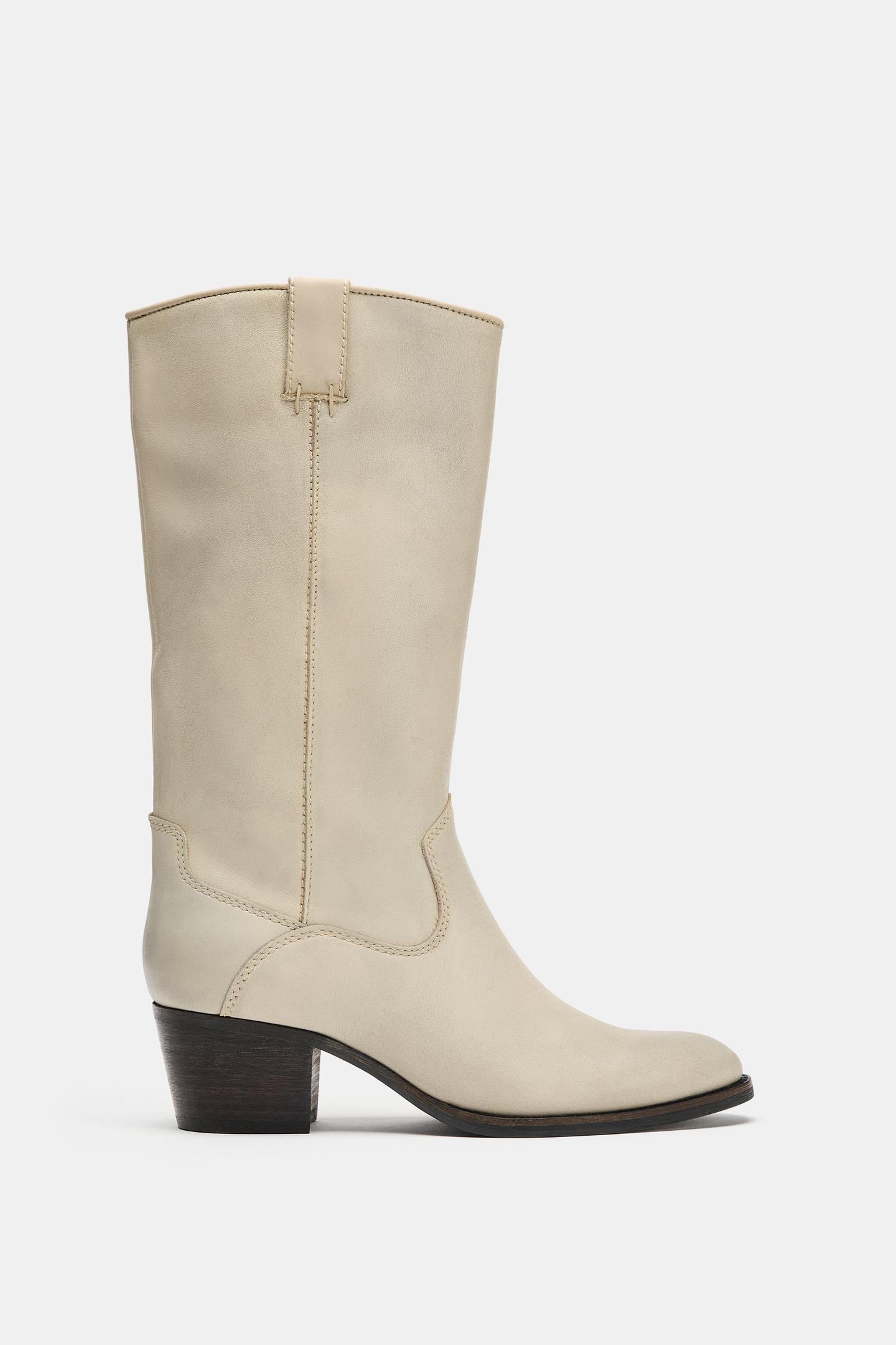 Ботинки Zara Leather Cowboy, цвет: Белый — фото 4
