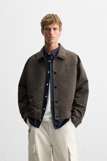 CROPPED FIT JACKET - Dark brown by Zara - Image 1