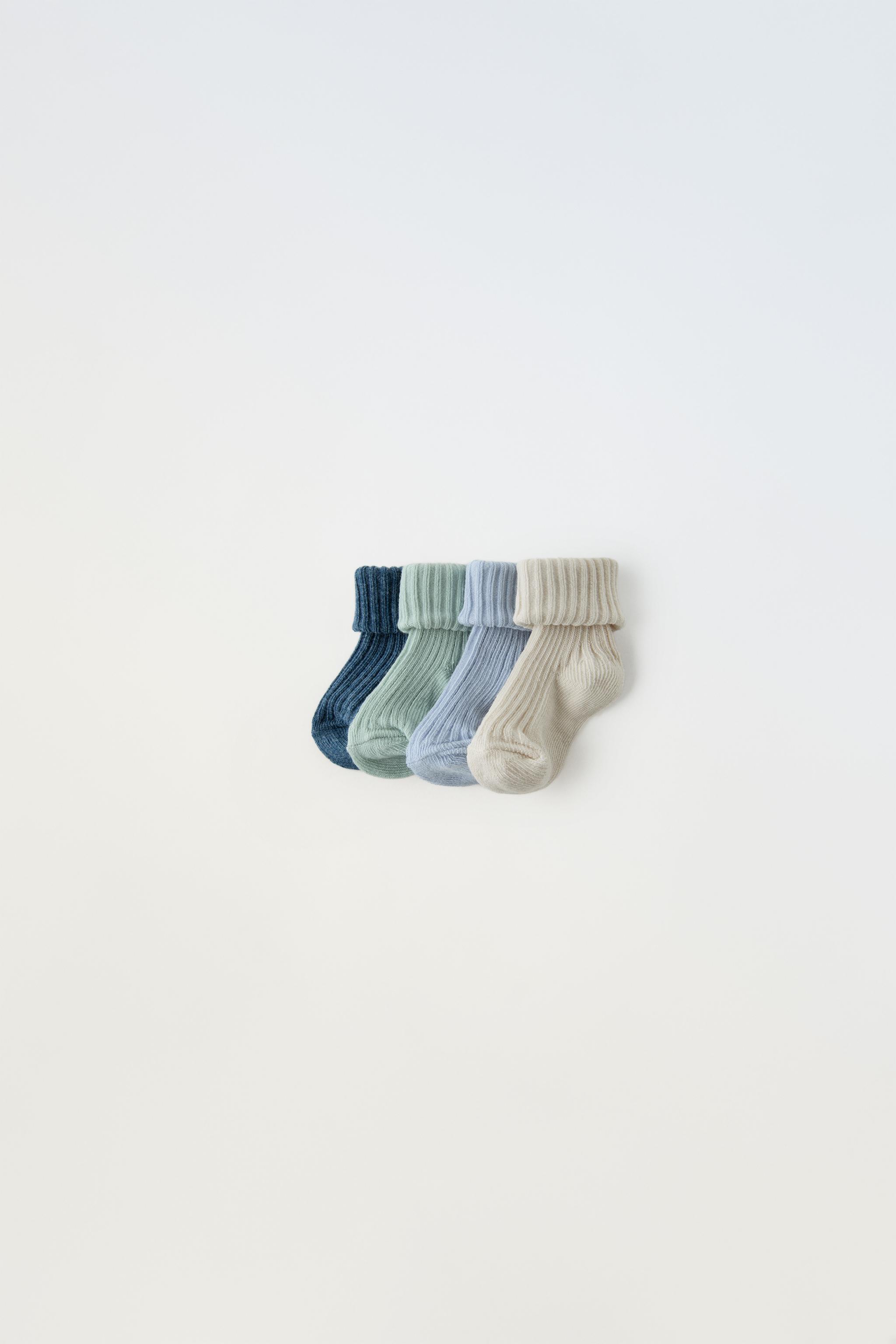 Zara Pack Cuatro Calcetines Colores En Azul Vigore 6 12 Meses 12 Cm Ninos