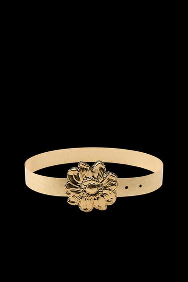 METAL FLOWER BELT - Golden by Zara - Image 0