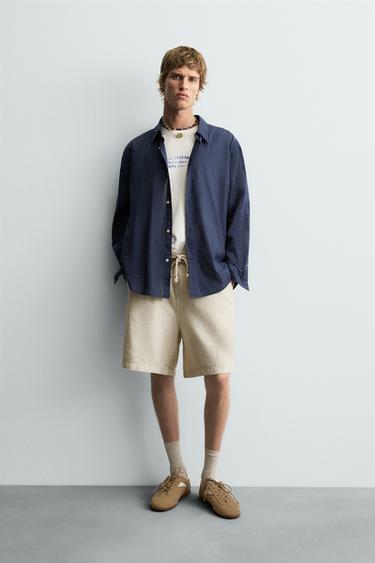 FADED RELAXED FIT BERMUDA SHORTS - Stone by Zara