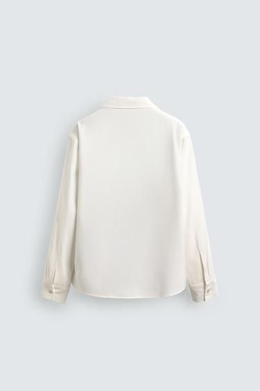 RELAXED FIT FLOWING SHIRT - Oyster-white by Zara - Image 7