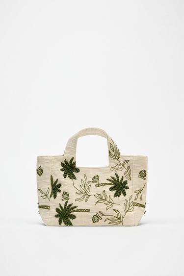 EMBROIDERED FABRIC TOTE BAG - Ecru by Zara
