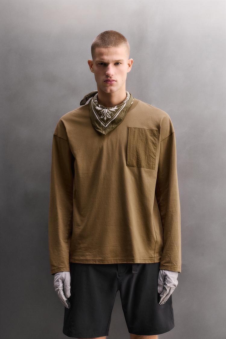 ZARA LONG SLEEVE T-SHIRT WITH POCKET
