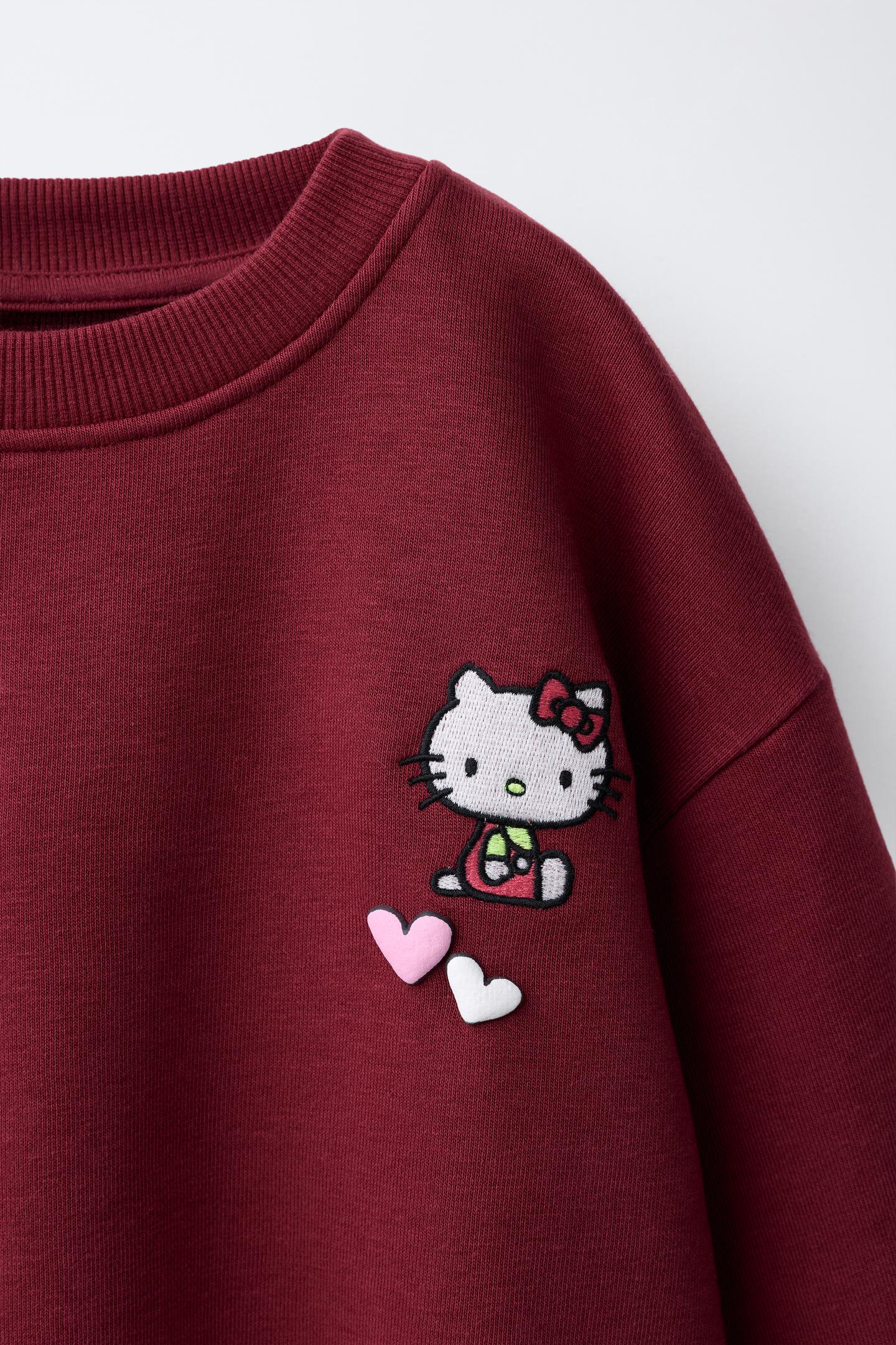 Детский комплект Zara Hello Kitty © Sanrio Sweatshirt and flare Leggings Set, цвет: Бордовый — фото 4