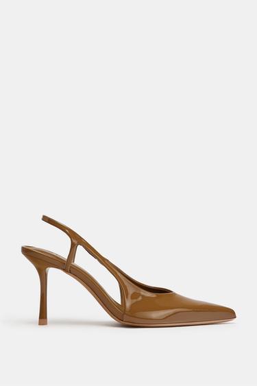 FAUX PATENT HEELED SHOES - camel by Zara - Image 0