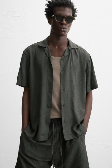 STRIPED JACQUARD SHIRT - Dark khaki by Zara - Image 5