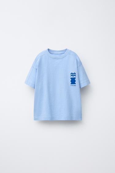 GARMENT DYE PRINTED T-SHIRT - Light blue by Zara