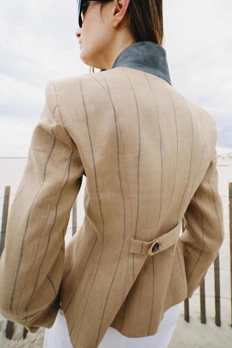Blazer a rayas con lino colección ZW 3