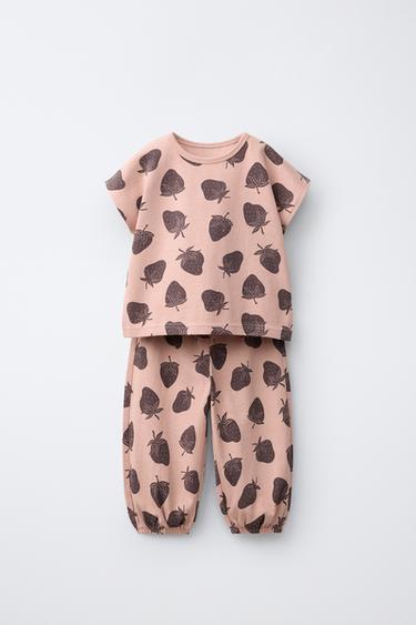 STRAWBERRY T-SHIRT AND SAROUEL TROUSERS SET - Pale pink by Zara