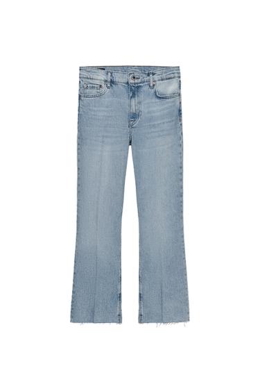 ZW COLLECTION MID-RISE CROPPED FLARE JEANS - Light blue by Zara