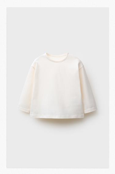 PLAIN LONG SLEEVE T-SHIRT - Ecru by Zara