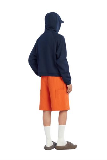 RELAXED FIT PLEATED CARGO BERMUDA SHORTS - Orange by Zara