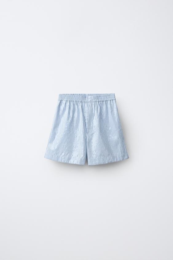 BERMUDA RAYAS LENTEJUELAS - Azul de Zara - Imagen 0