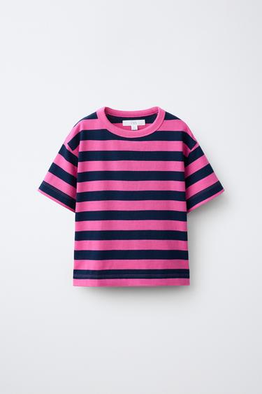 CAMISETA ESTAMPADO RAYAS HEAVY WEIGHT - Rosa de Zara