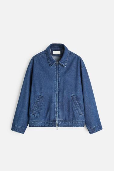 DENIM JACKET WITH ZIP - Indigo by Zara