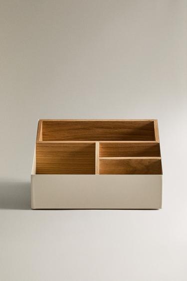 WOOD AND METAL ORGANISER BOX - White by Zara
