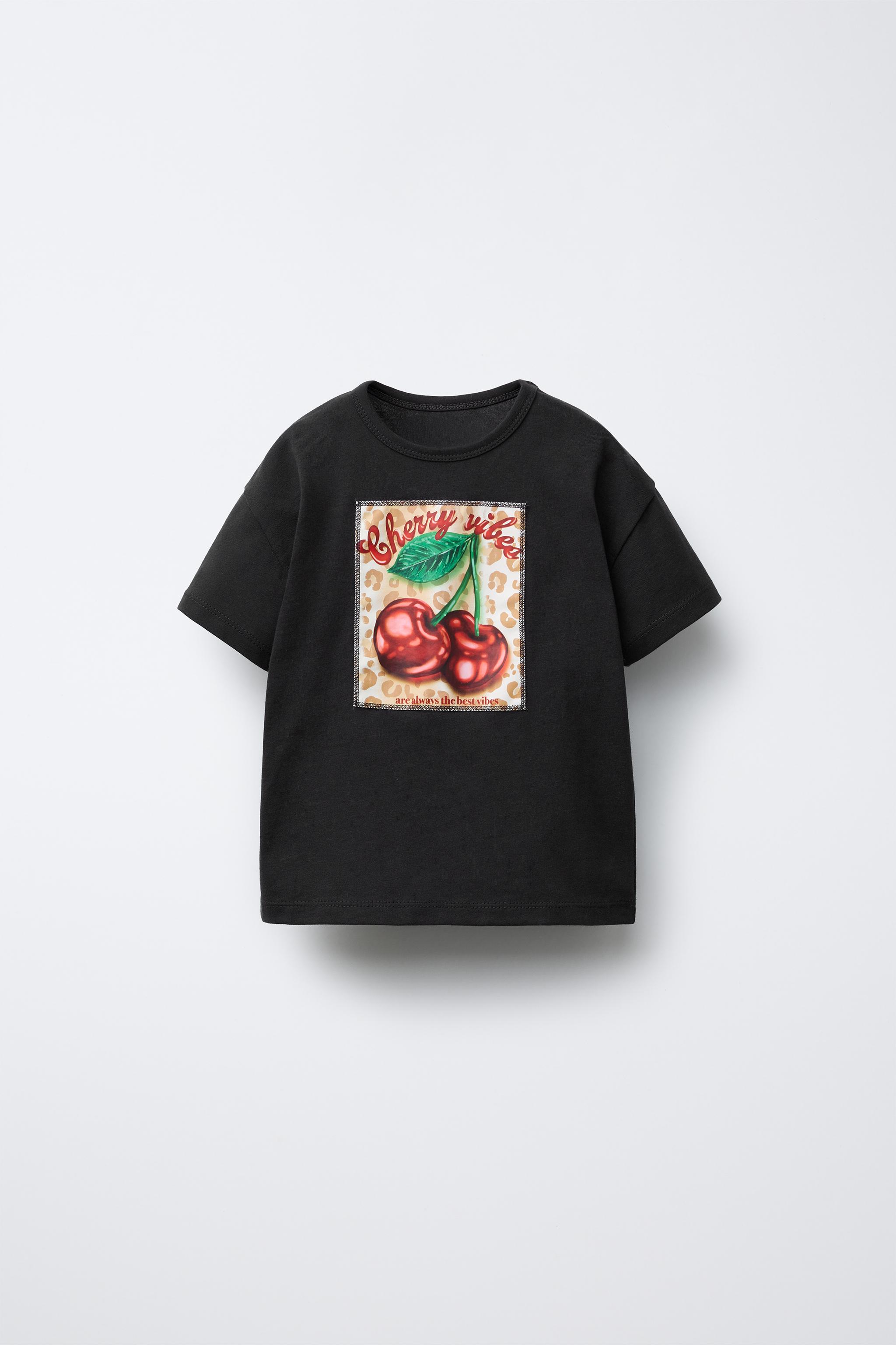 ［ZARA］クロシェットパッチ付きＴシャツ チェリーパッチTシャツ - ダークアンソラジット | ZARA Japan / 日本