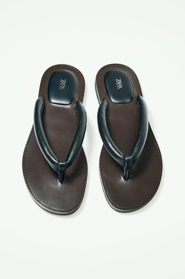 SANDALIA  PLANA TIRAS ACOLCHADAS PIEL - Negro de Zara