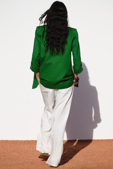 VESTE À MANCHES RETROUSSÉES - Vert de Zara - Image 4