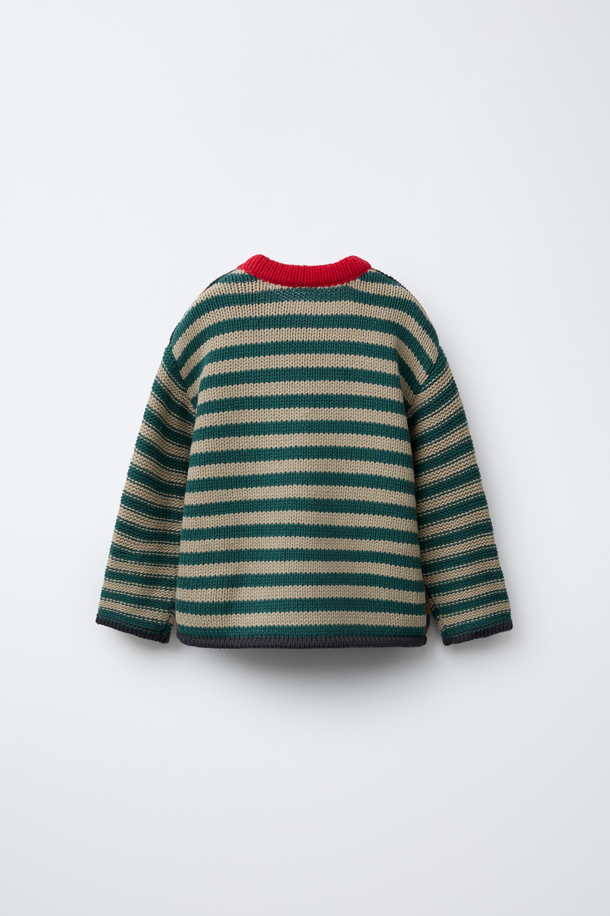 ストライプ柄ニットセーター - ブラウンブルー | ZARA Japan / 日本