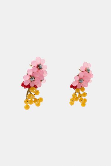 BOUCLES D'OREILLES FLEUR FANTAISIE BIJOU - Rose de Zara - Image 3