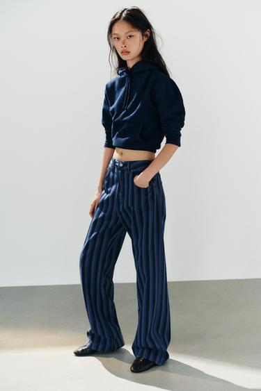 JEANS DENIM TRF საშუალოწელიანი ზოლიანი - Zara-ს Stripes - სურათი 0