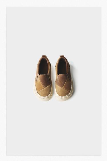 Zara LEATHER SNEAKERS - Brown