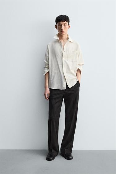 ÁO SƠ MI RELAXED FIT KẺ CA RÔ - Kem từ Zara