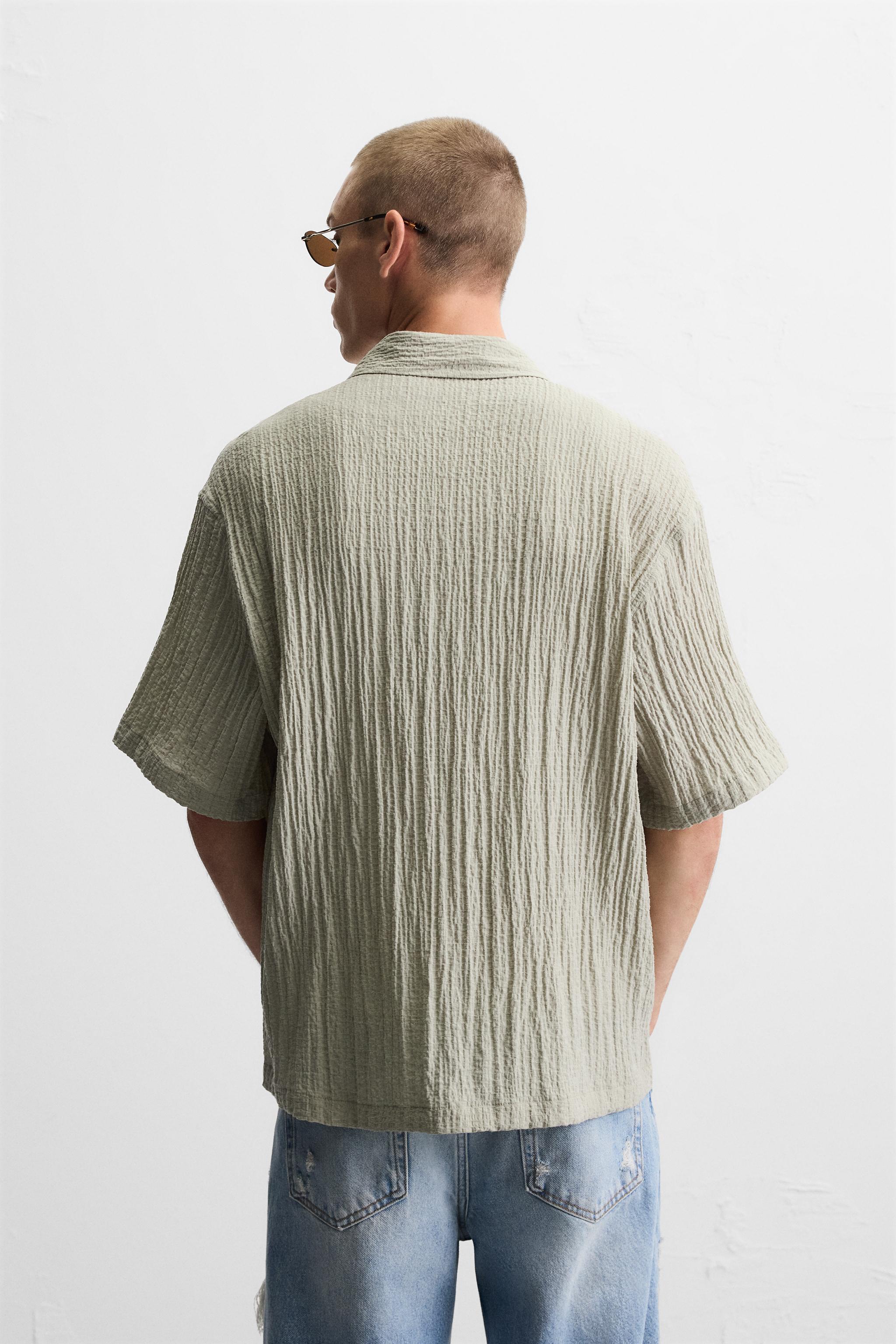 ziggyzazaTシャツ　3-5y JACQUARD WRINKLE EFFECT SHIRT - Light green | ZARA United States
