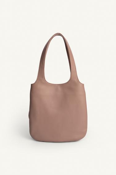 Zara LEATHER MINI SHOPPER WITH FLOWER LIMITED EDITION - Pink