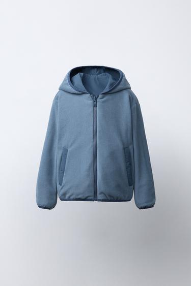 Zara REVERSIBLE NYLON FLEECE JACKET - Navy blue