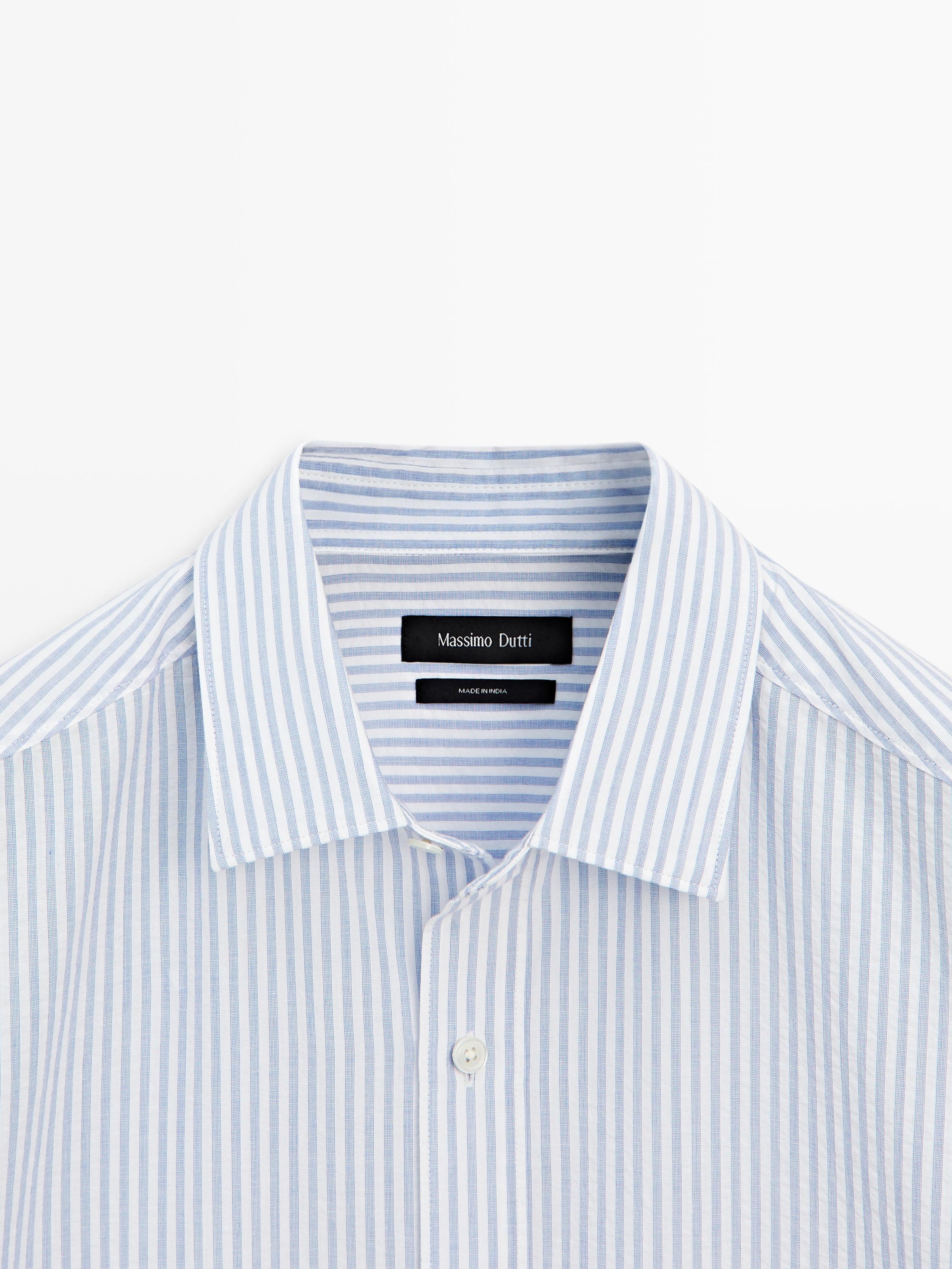 100% cotton regular fit striped shirt